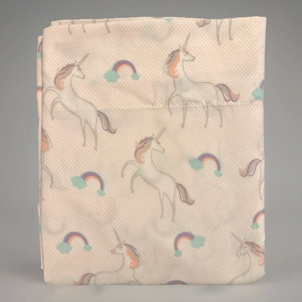 Tiny Dreamers Unicorn Rainbow Full Bed Sheet Set Girls Bedroom Multicolor Pastel
